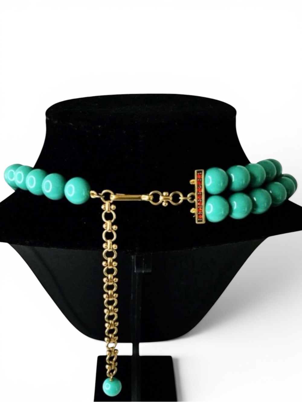 HEIDI DAUS Koi Fish Statement Necklace Swarovski Crystals, Turquoise Glass Beads - Picture 9 of 17